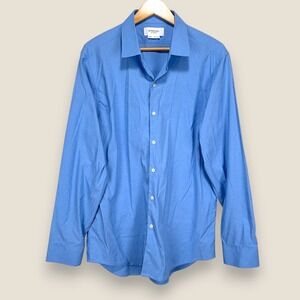 Ministry of Supply Dress Shirt Men XL Slim Fit Blue Long Sleeve Performance